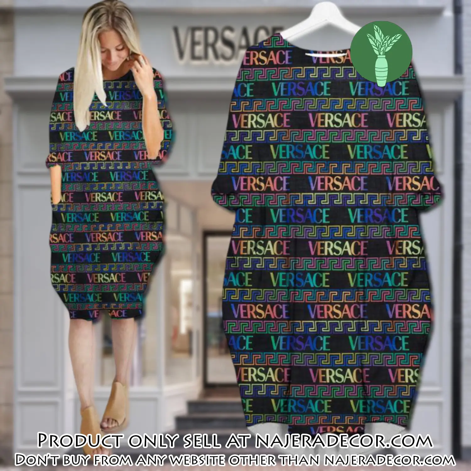 Gianni versace multicolor batwing pocket dress luxury brand for women pd062 njr3026695